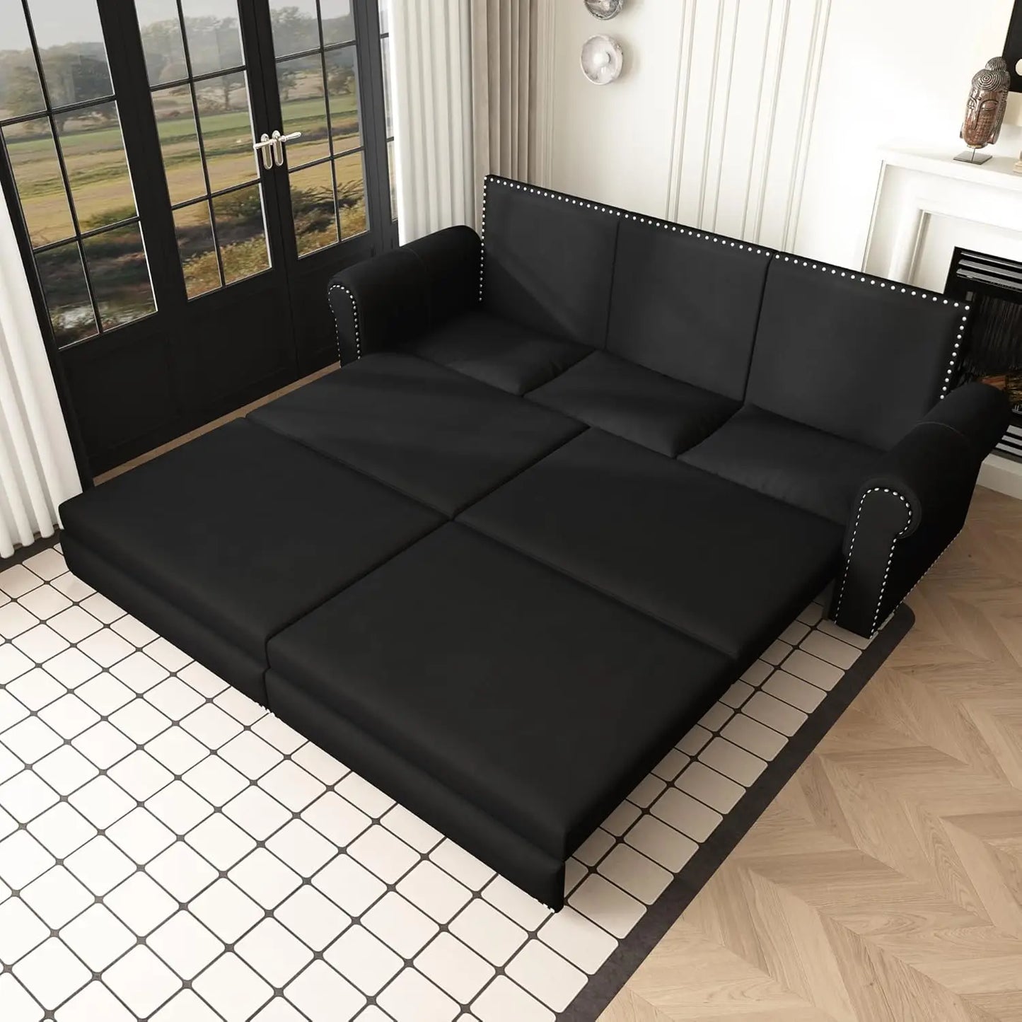 Ljustra 93 Inch King Pull Out Sofa Bed 3 in 1 Sleeper Couch