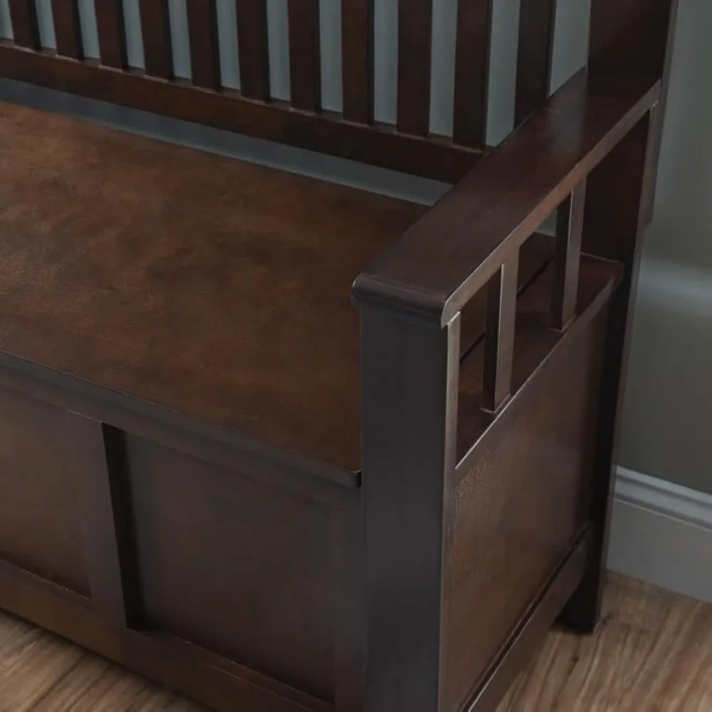 Migdalia Flip Top Slat Back Storage Bench Entryway Furniture Storage