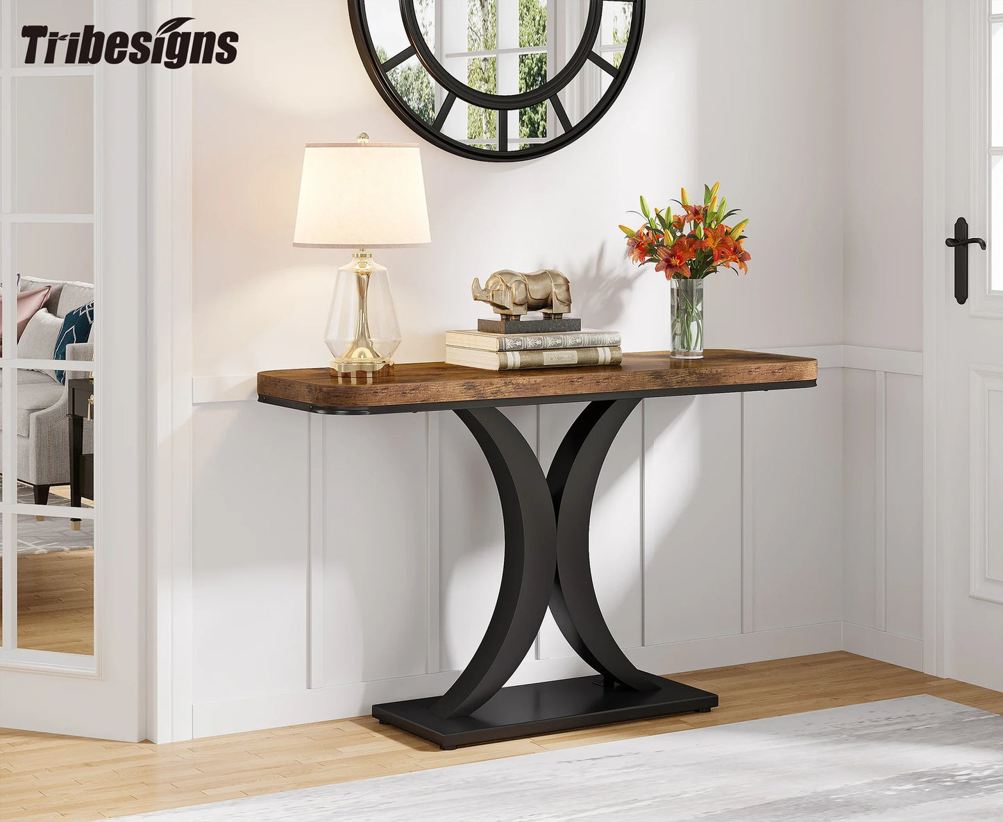 Ljustra Industrial Console Table 40 Inch Narrow Entryway Foyer Accent