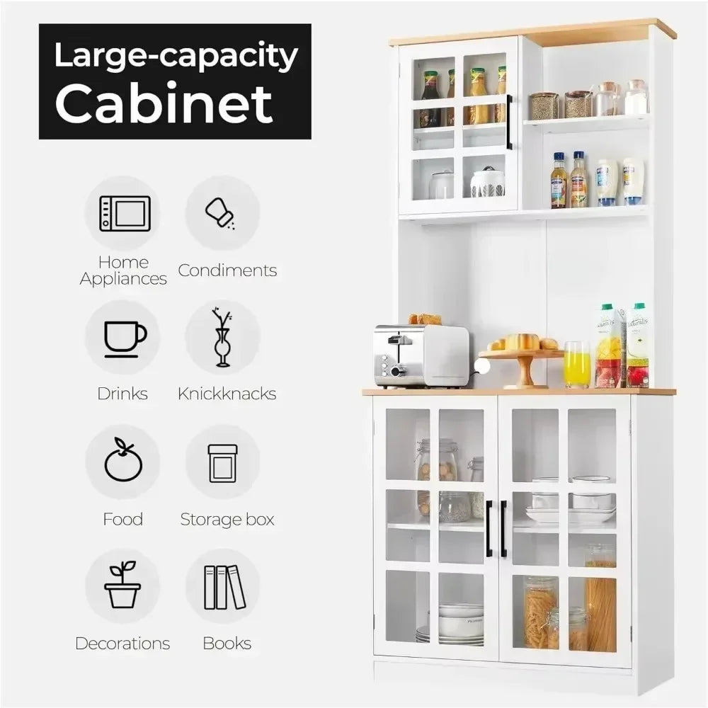 Kitchen Pantry Storage Cabinet Buffet Cupboard Freestanding 72 Inch