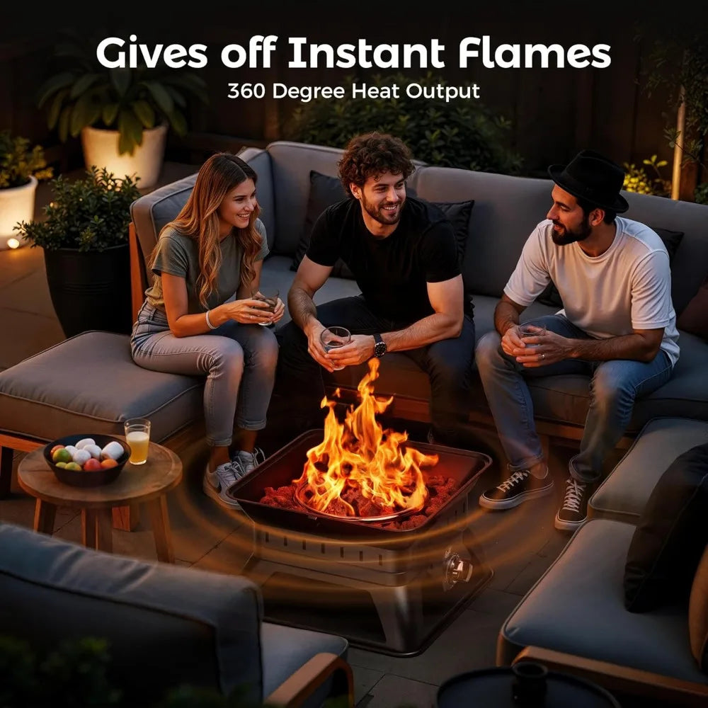 50000 BTU Propane Fire Pit Square Portable Outdoor Smokeless Camping