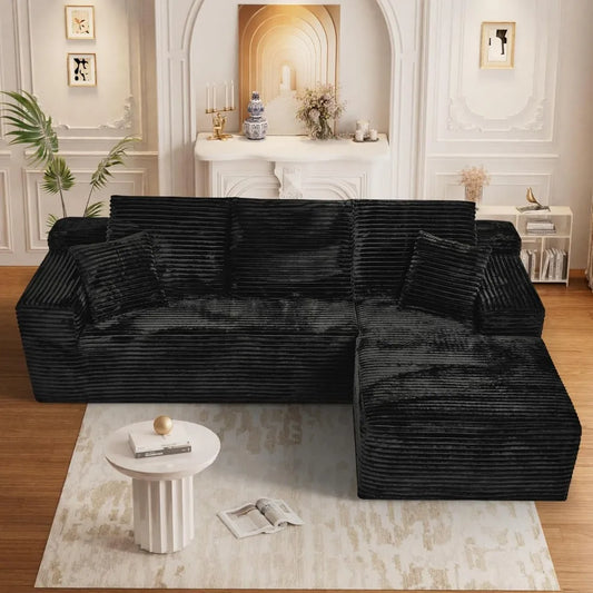 Ljustra Cloud Couch Sectional Modular Sofa 107" Comfy L Shaped Black