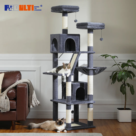 Multi-Level Cat Tree Indoor Tower with Scratching Posts Hammock Condo