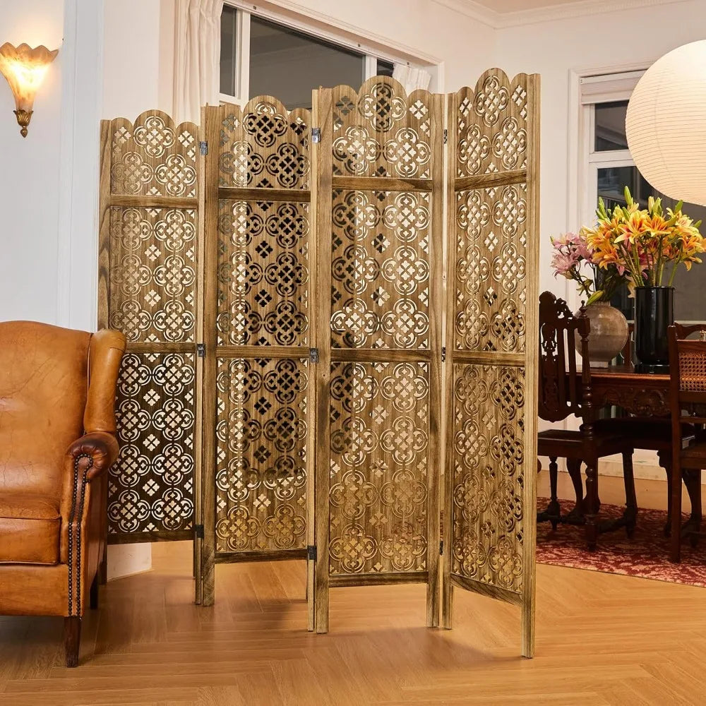 68.9Inch Folding Room Divider 6 Panel Freestanding Privacy Screen Decor