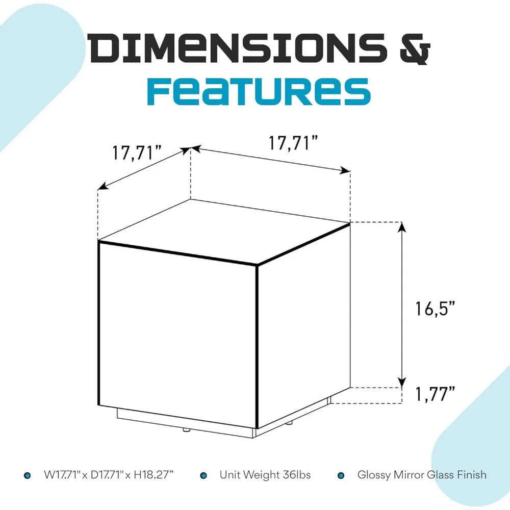 Premium Tempered Glass Side Table Fingerprint Resistant Modern End Table