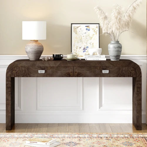Ljustra 60 Inch Wooden Entryway Console Table with 2 Drawers and Handles
