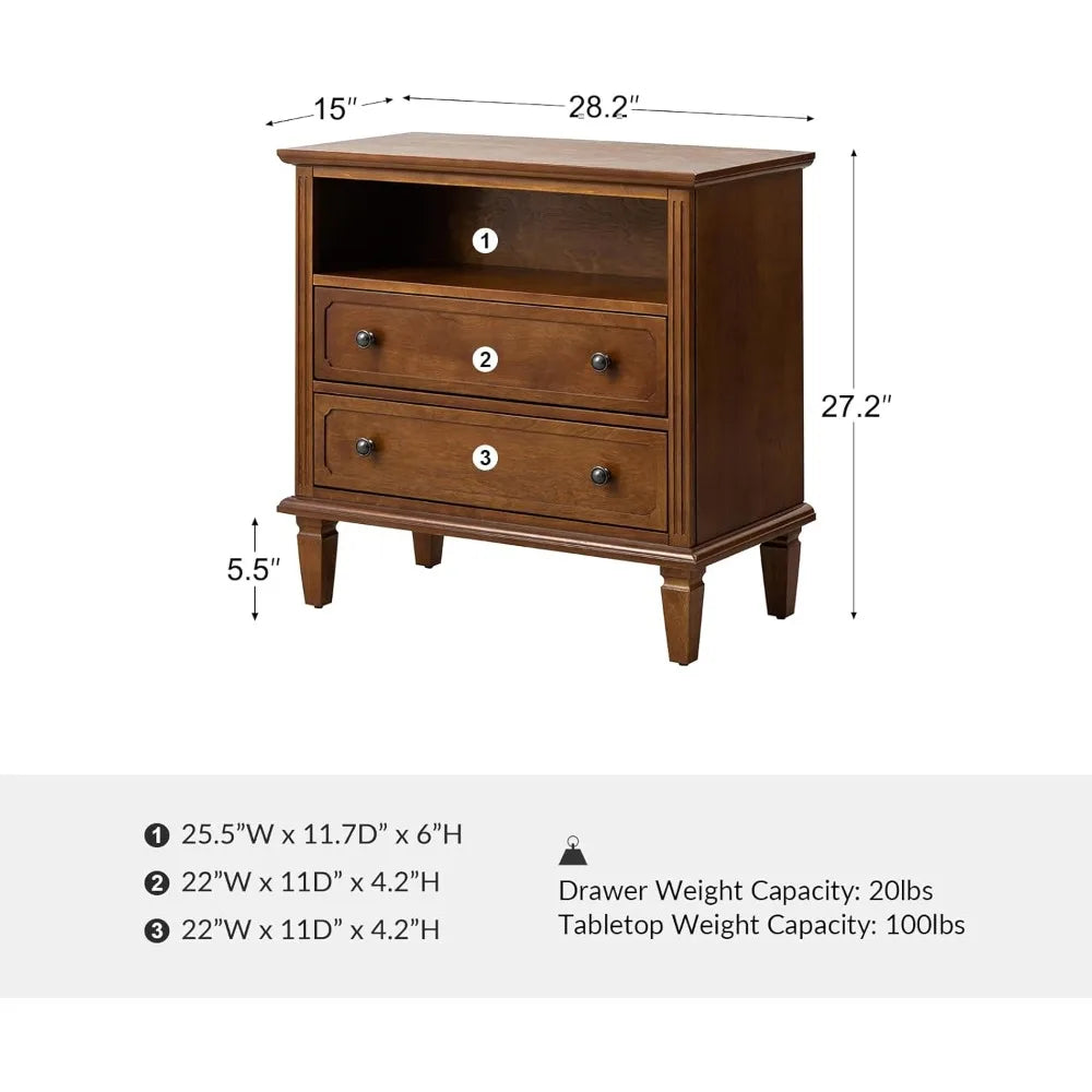 Farmhouse Nightstand Set of 2 with Charging Station USB Ports and Outlets
