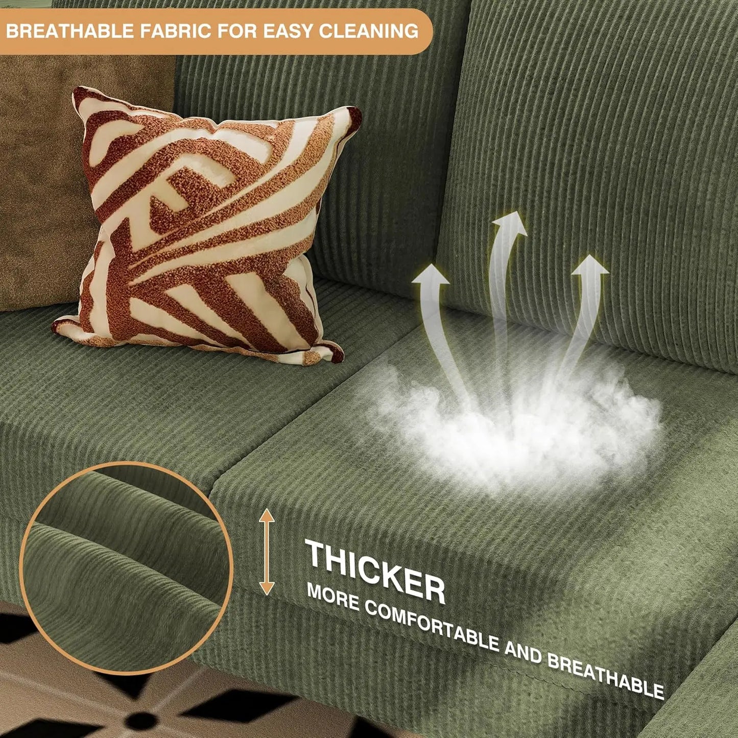 Ljustra Convertible Sectional Sofa Couch 3 Seat L-Shaped Small Space