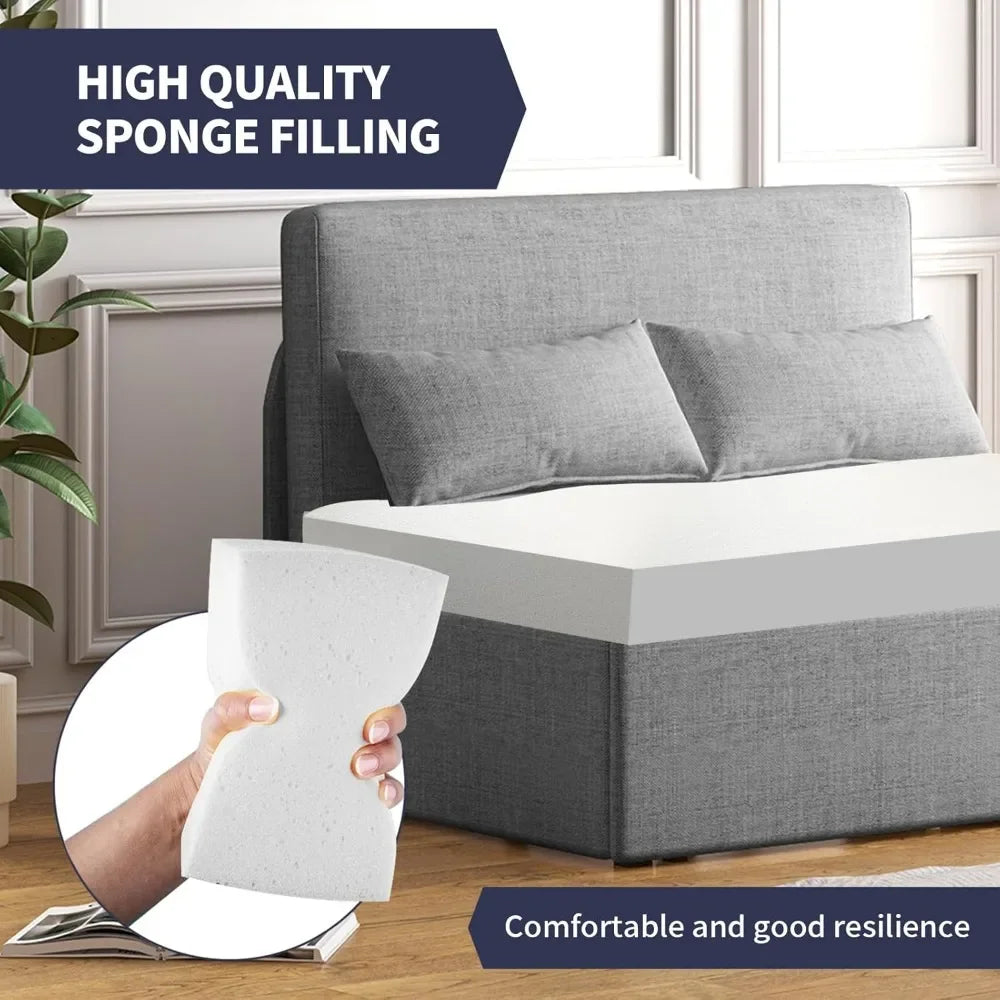 Ljustra Modern Pull Out Sofa Bed Convertible Sleeper Linen Couch