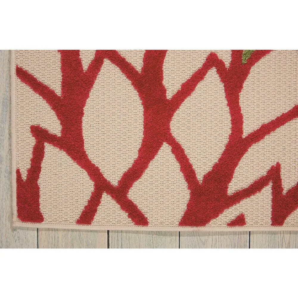 Tropical Botanical Area Rug 5'3" x 7'5" Easy Clean Non Shedding