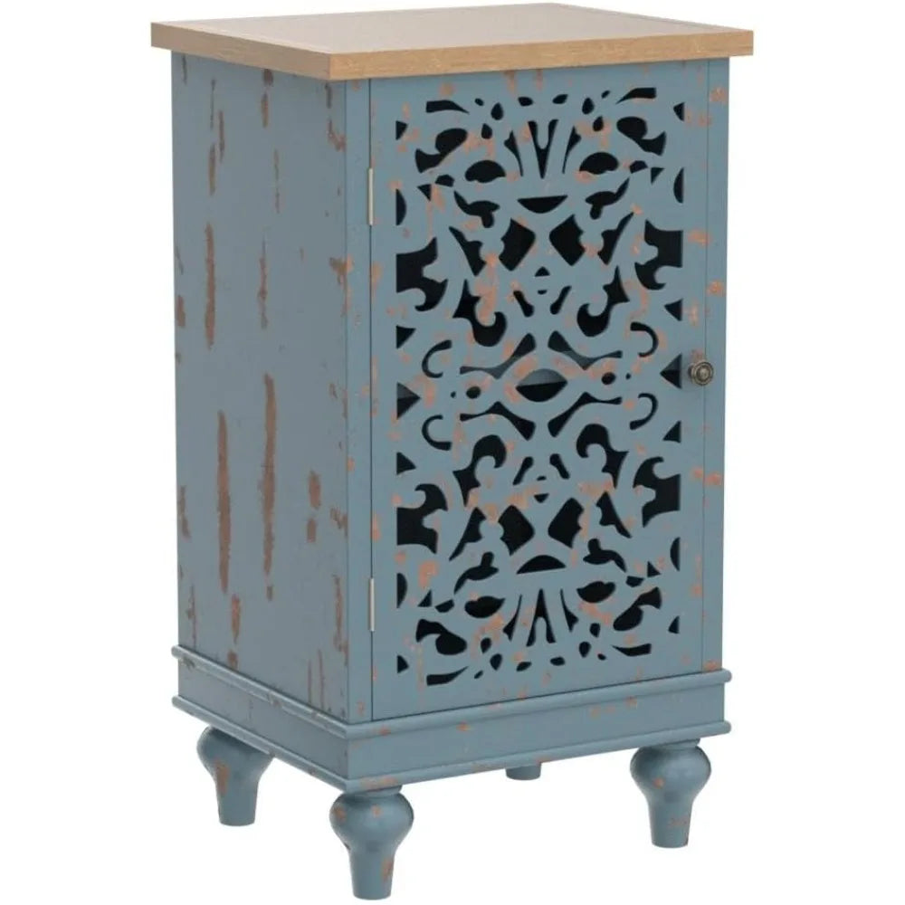 Ljustra Sophia William Small Accent Cabinet Distressed Nightstand Storage