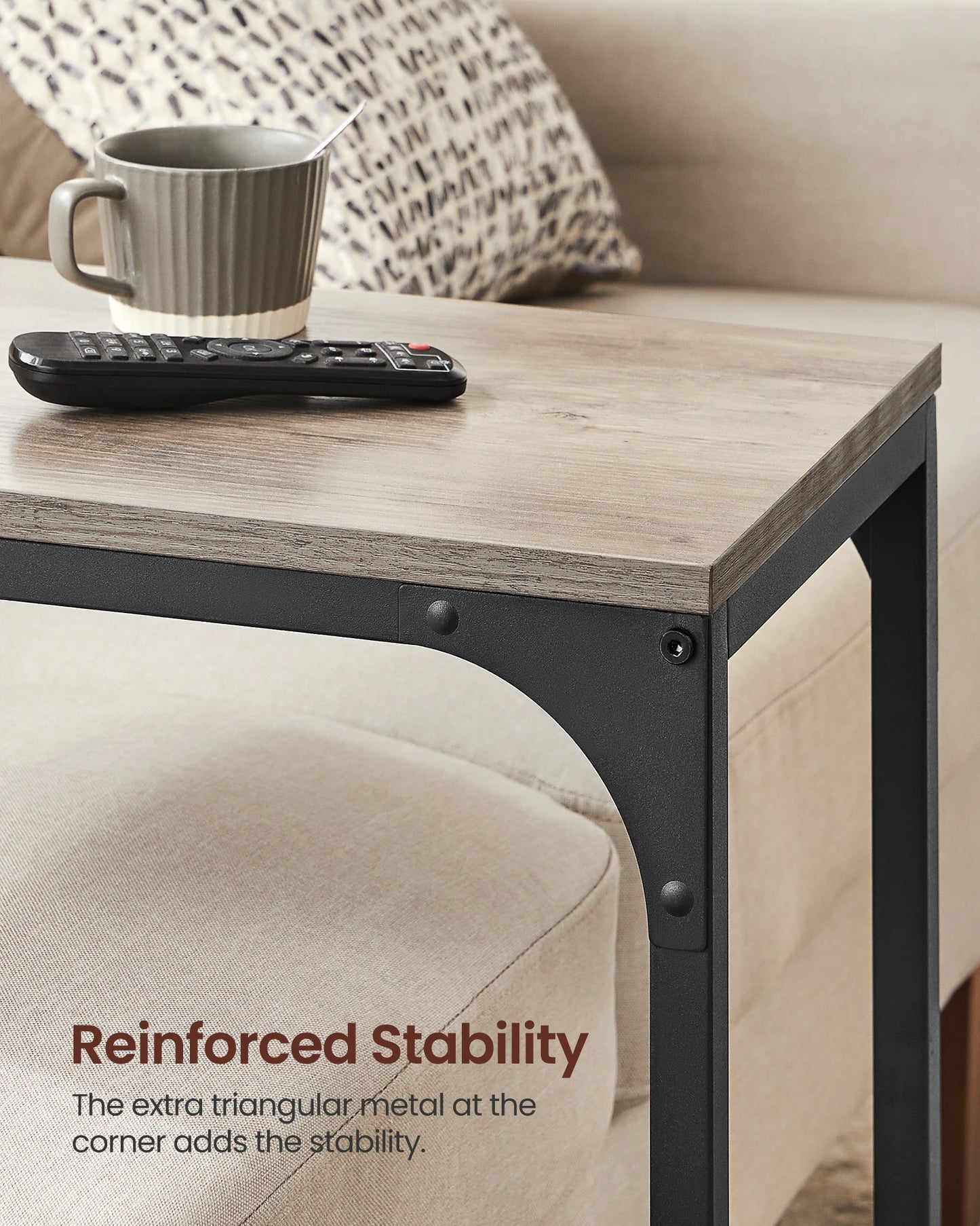 Ljustra C-Shaped End Table Small Side Table for Couch Sofa Living Room