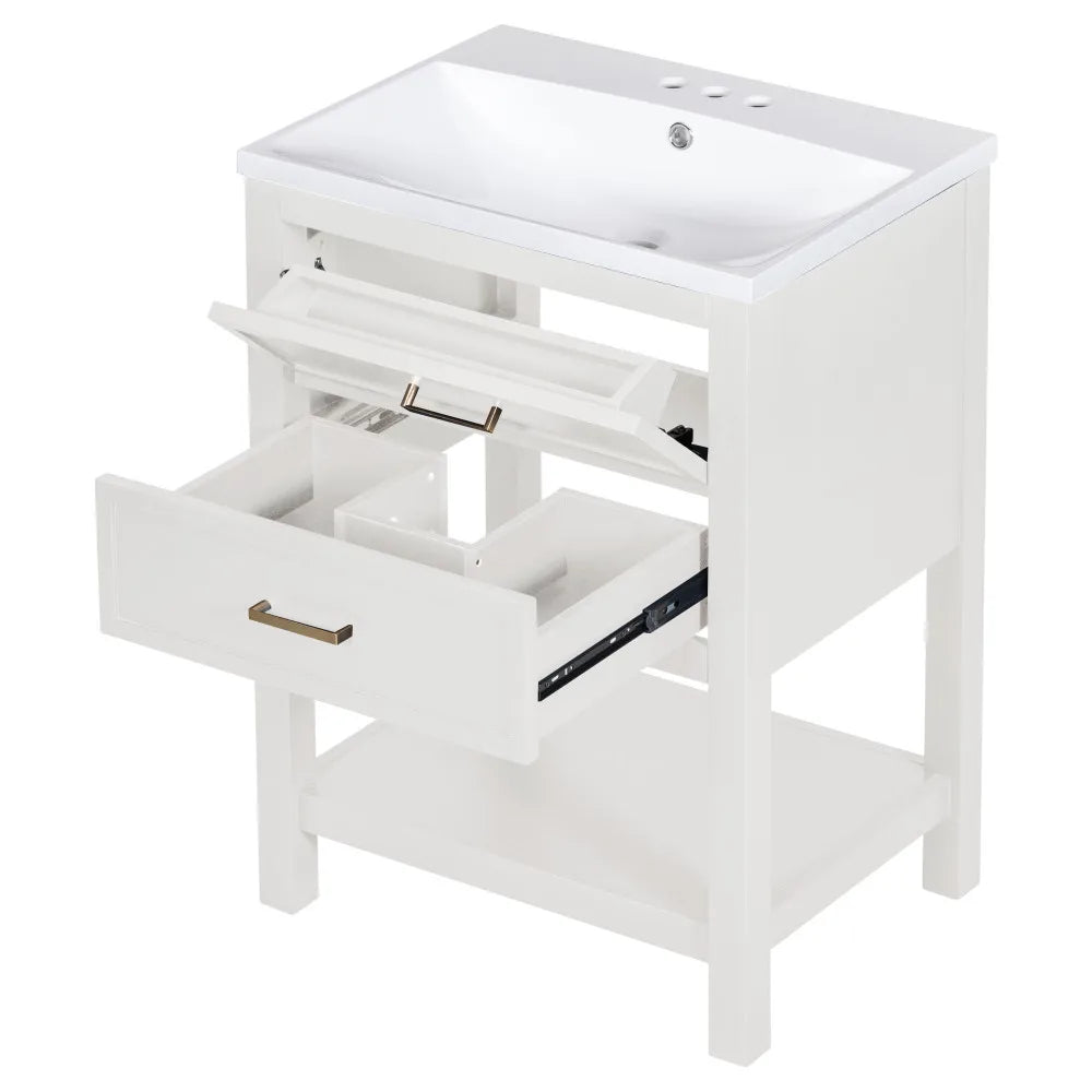 24 Inch Bathroom Vanity Modern Storage Cabinet with Sink and Drawers