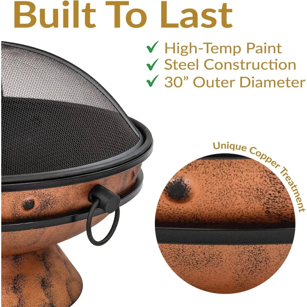 Large Outdoor Fire Pit Wood Burning Cauldron for Patio Backyard Camping