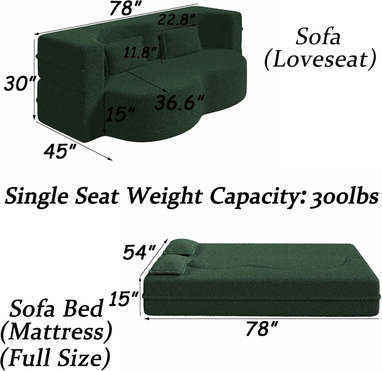 Ljustra Convertible Folding Sofa Bed Memory Foam Sleeper Couch