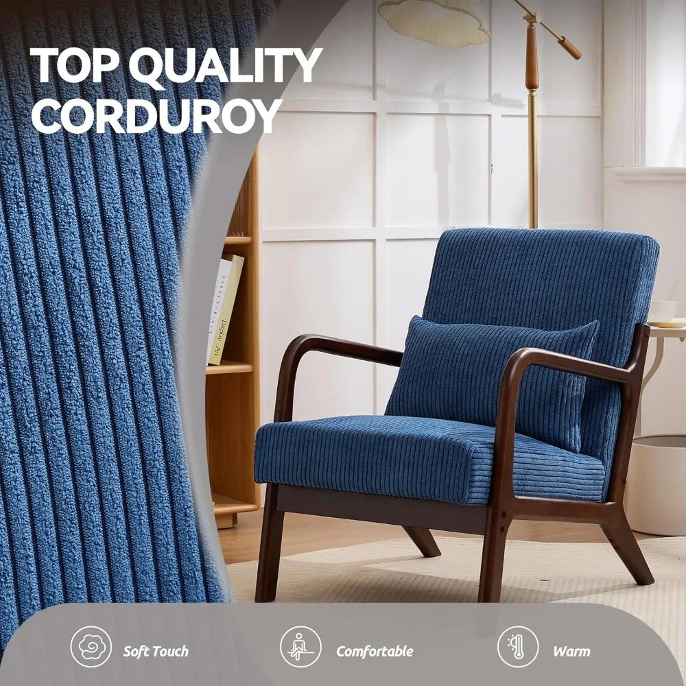 Mid Century Modern Accent Chair Corduroy Upholstered Reading Chair