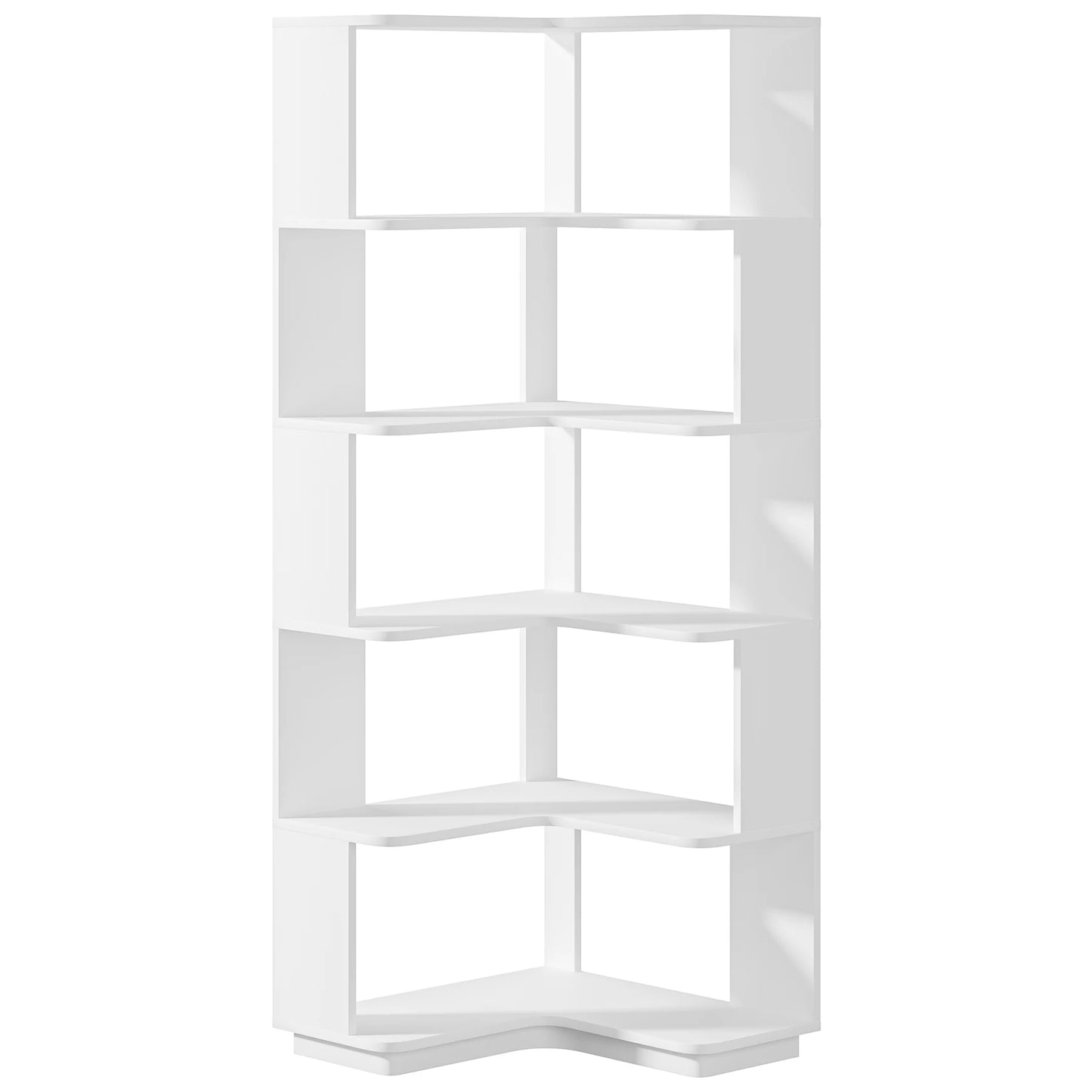 Ljustra 6 Tier Corner Bookshelf Industrial Wood Grain Bookcase