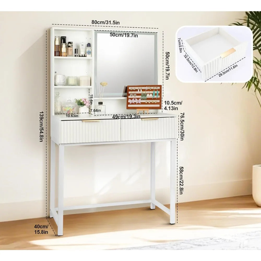Makeup Vanity Desk with Mirror Modern Minimalist Dressing Table