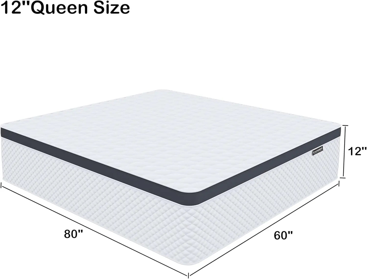 Ljustra 12 Inch Queen Size Gel Memory Foam Hybrid Mattress in a Box