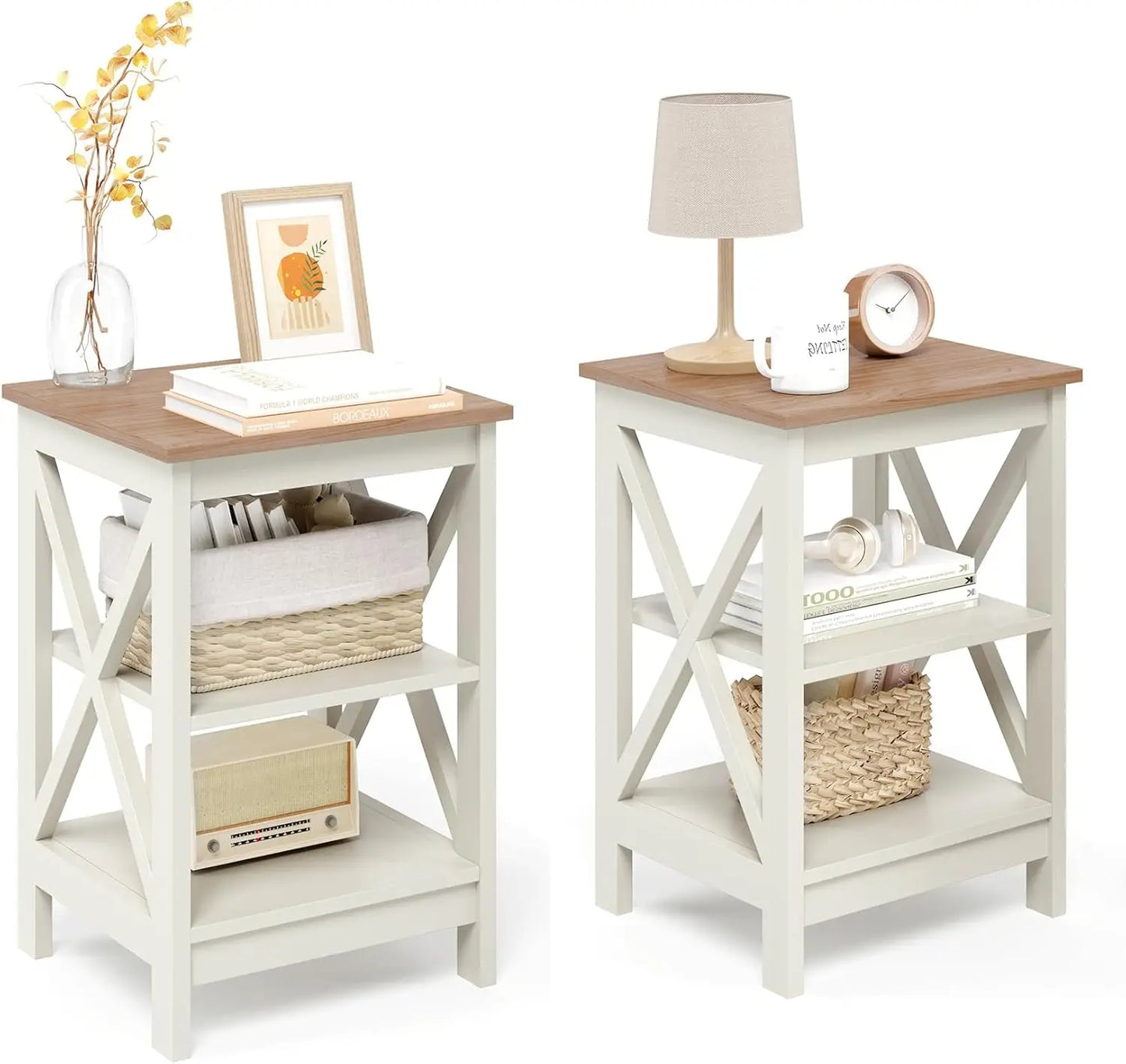 Ljustra 3-Tier End Table Side Table Storage Shelf Small Coffee Table
