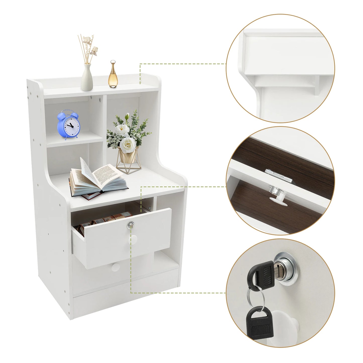 Modern Minimalist Nightstand Bedside Table with 2 Drawers Storage