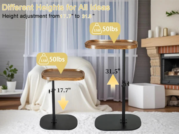 Height Adjustable Rotatable Home Office Desk Easy Clean Side Table