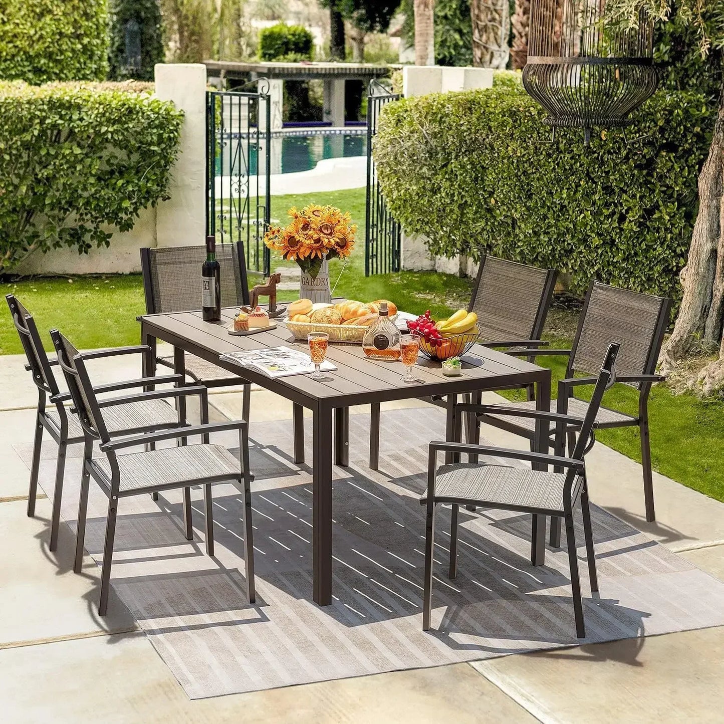 Patio Dining Set 7 Pieces Outdoor Furniture Table and Chairs