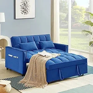 3-in-1 Convertible Sleeper Loveseat Sofa Bed Plush Pull-Out Futon w/ Storage