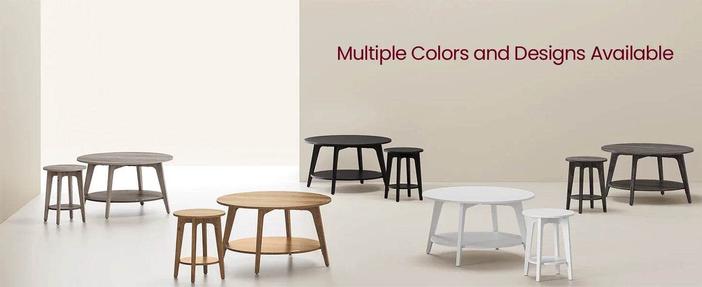 Round Coffee Table 2 Tier Living Room Storage Easy Assembly Modern Design