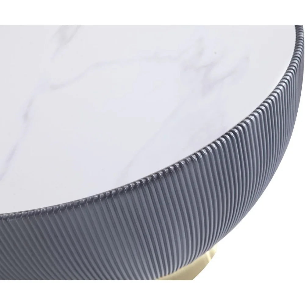 Anderson Modern Round Coffee Table Ceramic Marble Top Elegant Design