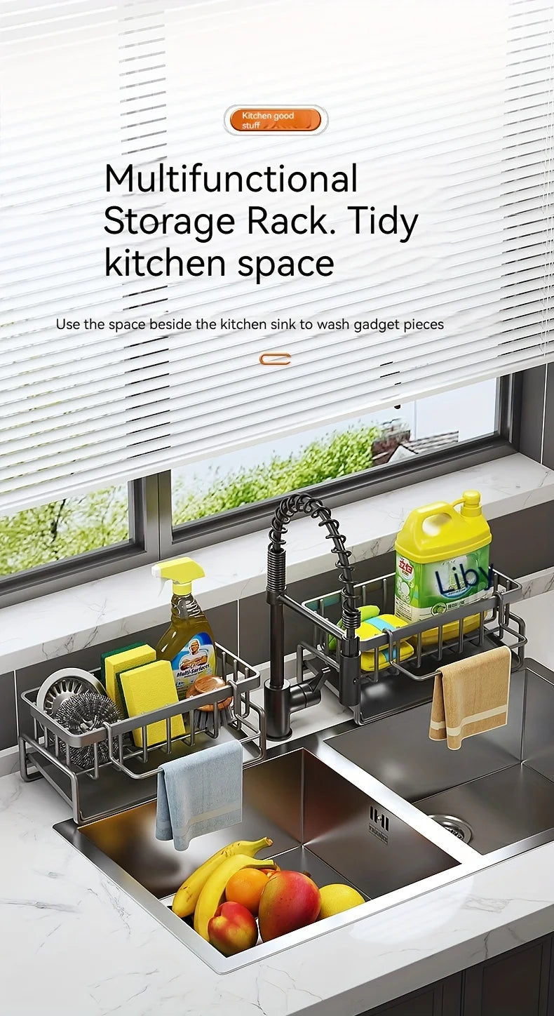 Multi-Functional Sink Caddy Organizer Kitchen Storage Sponge Drain Rack