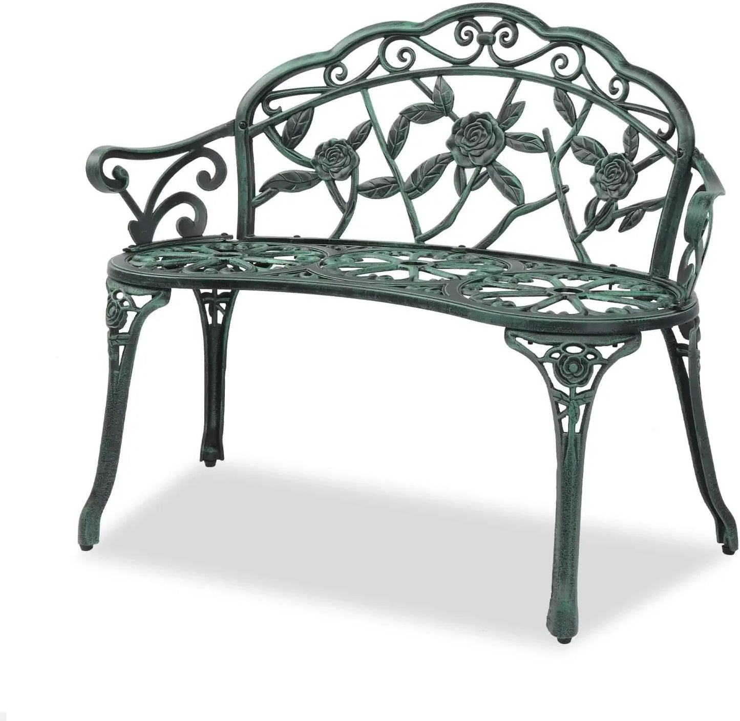 Patio Park Garden Metal Rose Bench Outdoor Cast Iron Aluminum Chair