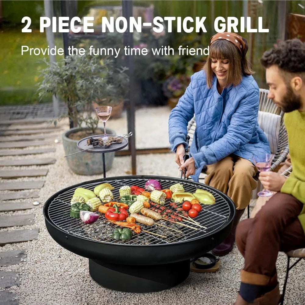 32in Heavy Duty Fire Pit Table Outdoor Wood Burning BBQ Grill