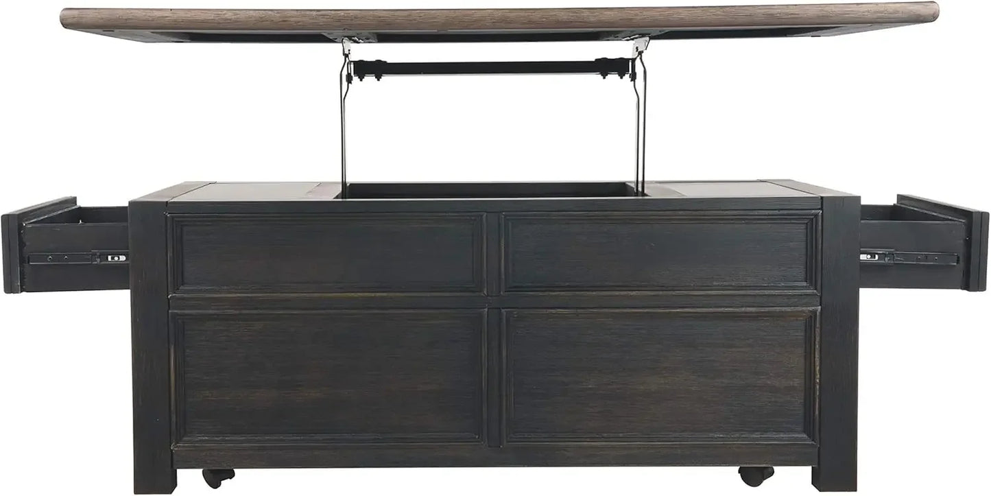 Tyler Creek Rustic Farmhouse Lift Top Coffee Table with Drawers