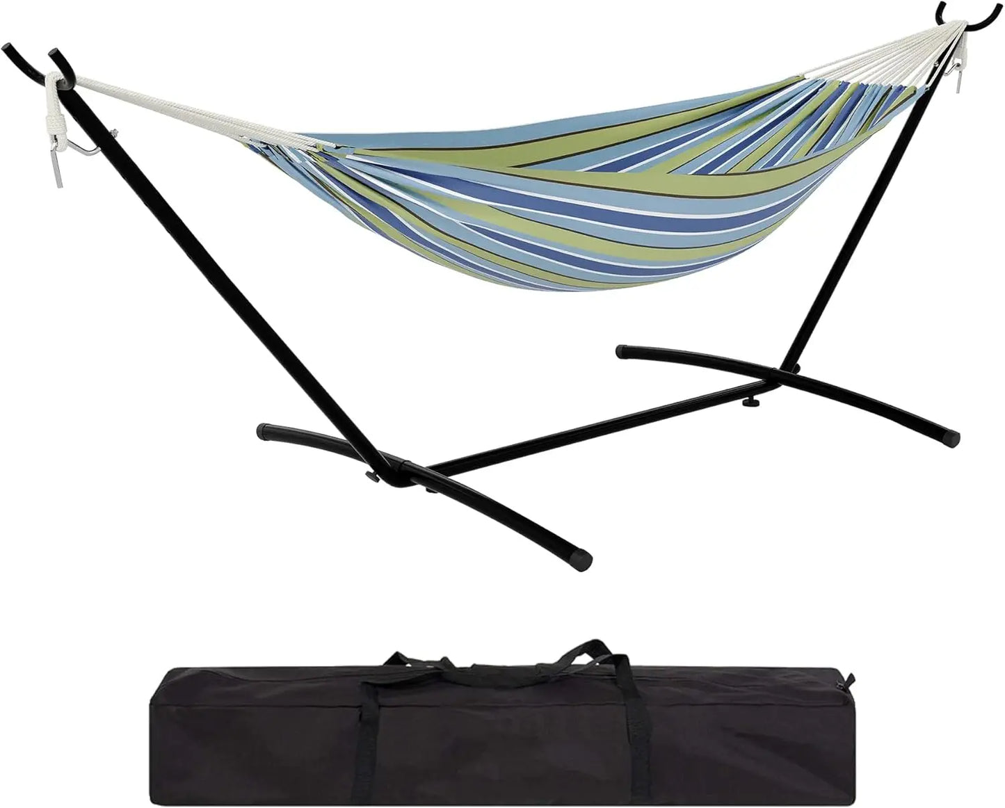 Ljustra 2-Person Hammock Set with Quick-Lock Steel Stand Outdoor Lounger