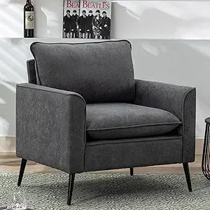 Modern Leather Accent Chair Oversized Upholstered Armchair Living Room