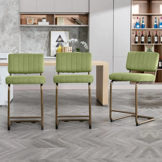 Set of 3 Modern Counter Height Bar Stools with Backrest for Kitchen