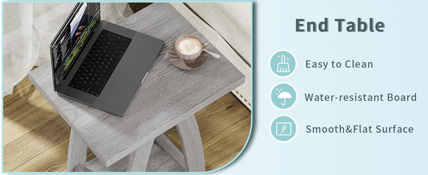 Modern End Tables Living Room Set of 2 Stylish Side Tables for Home