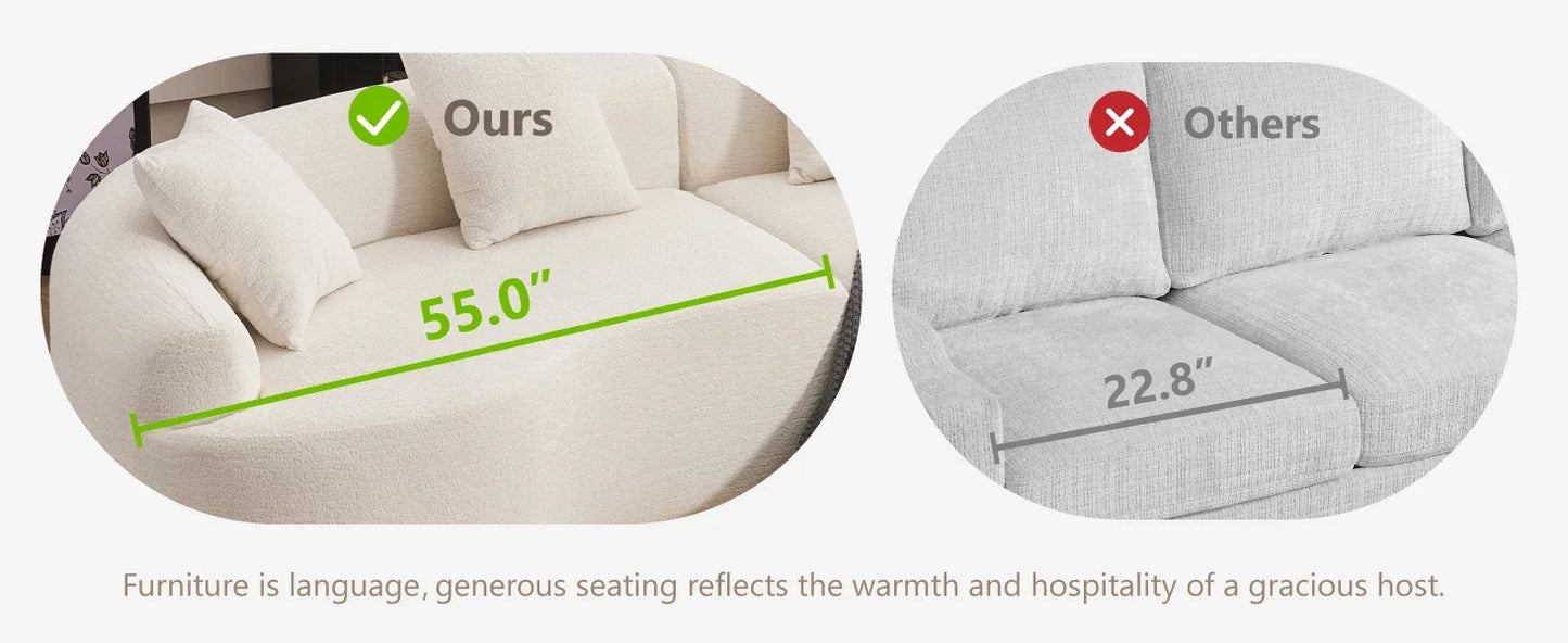 110" Curved Chenille Cloud Sofa Oversized 4-Seat Sectional Plush Cushions