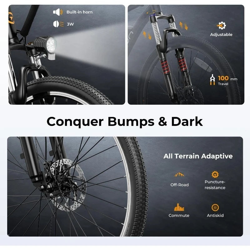 EB5 Electric Bike 500W Motor 20MPH 40Miles Commuting Mountain Bike