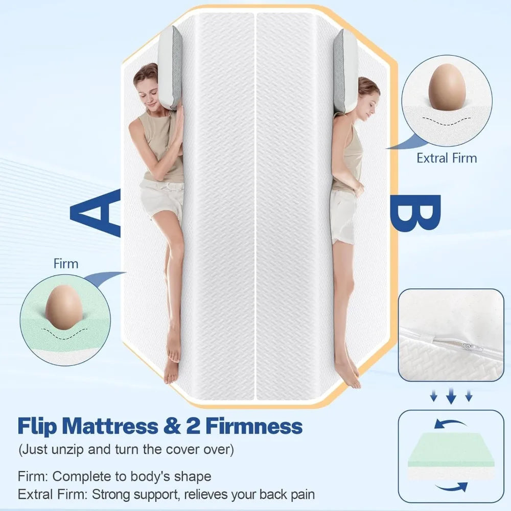 Ljustra Extra Firm Full Size Memory Foam Mattress 10 Inch Gel Cooling