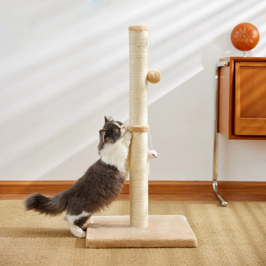 32 Inch Tall Cat Scratching Post with 2 Hanging Balls for Indoor Cats