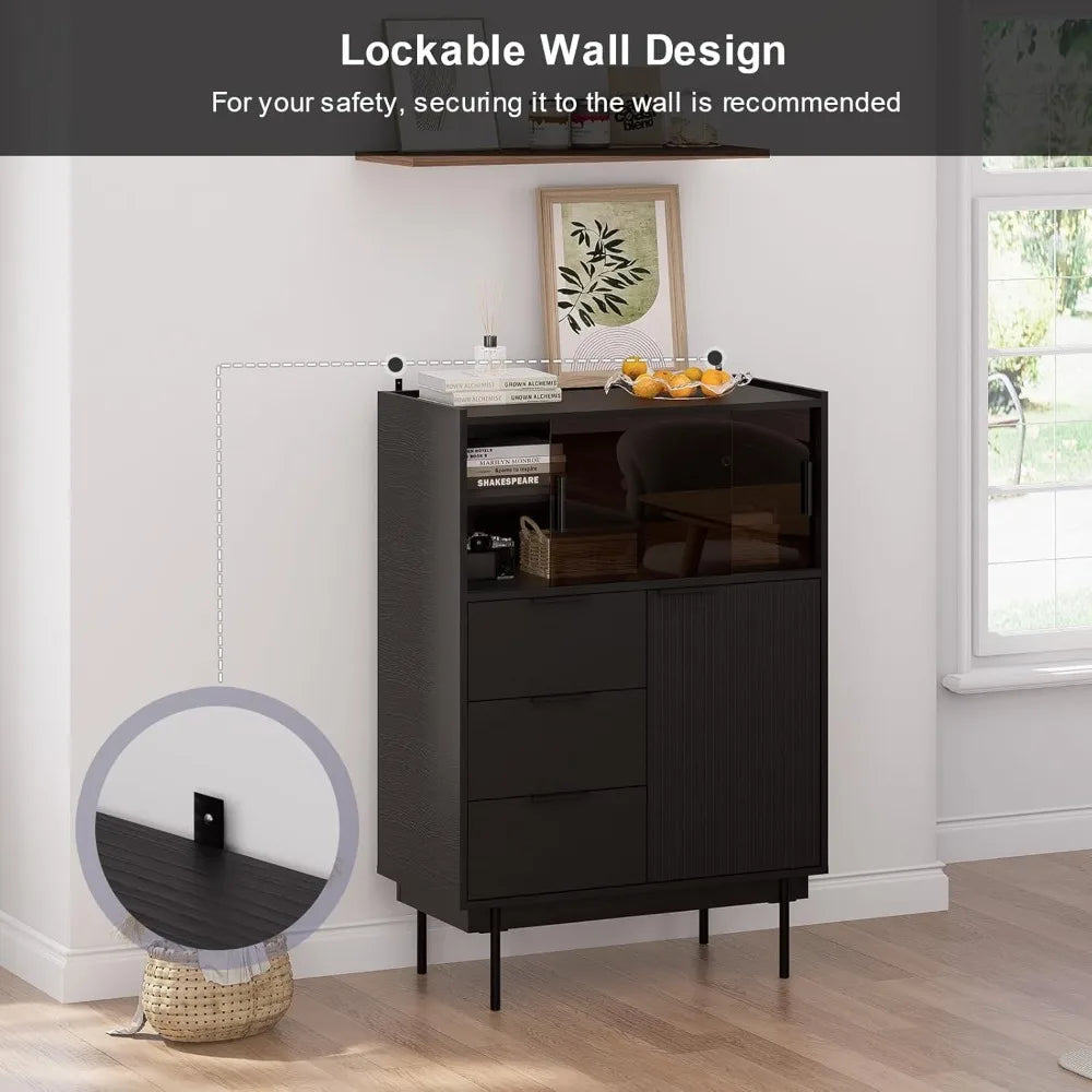 Modern Sideboard Cabinet with Storage Buffet 31.5x45 Sliding Doors