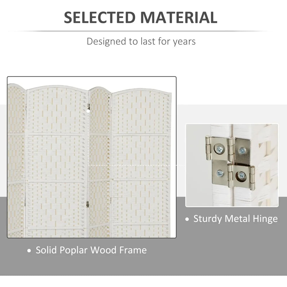 Room Divider 6 Panel Folding Privacy Screen Wicker Weave 6FT Tall