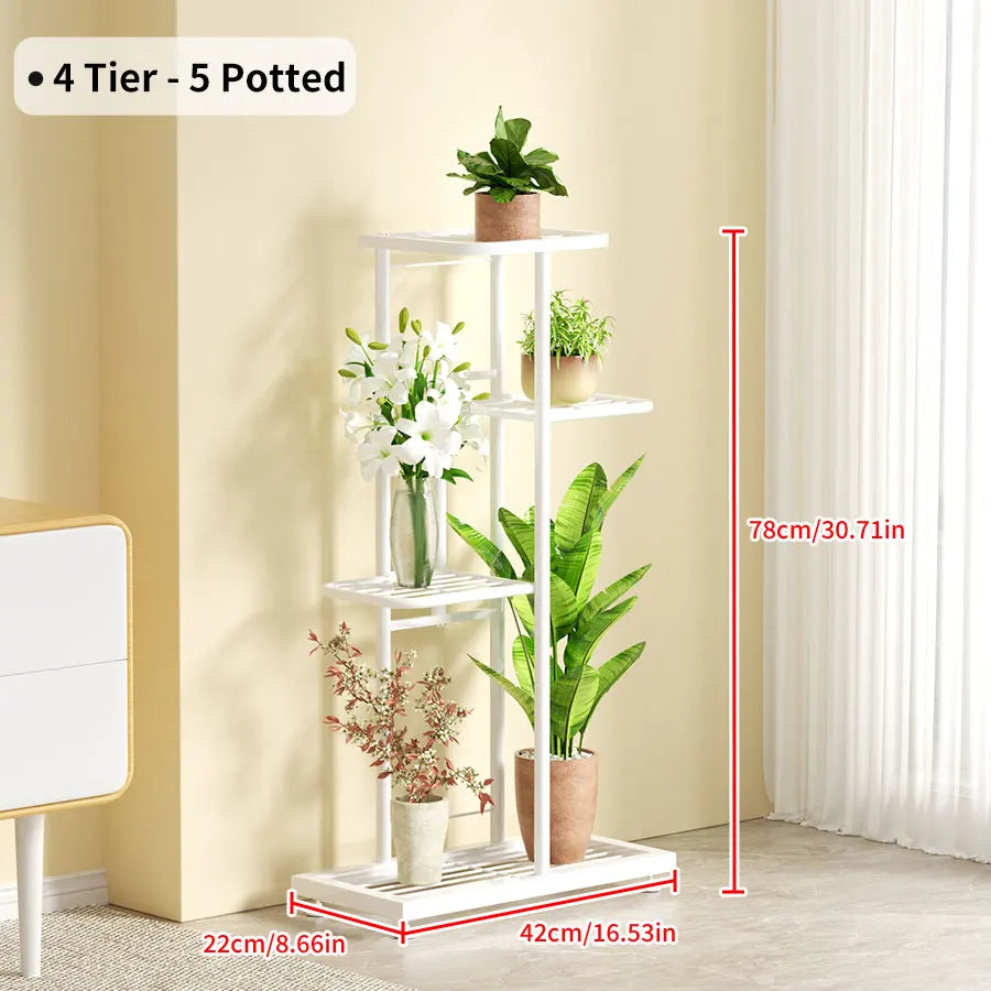 Ljustra Plant Shelves Iron Potted Flower Stand Indoor Outdoor Organizer