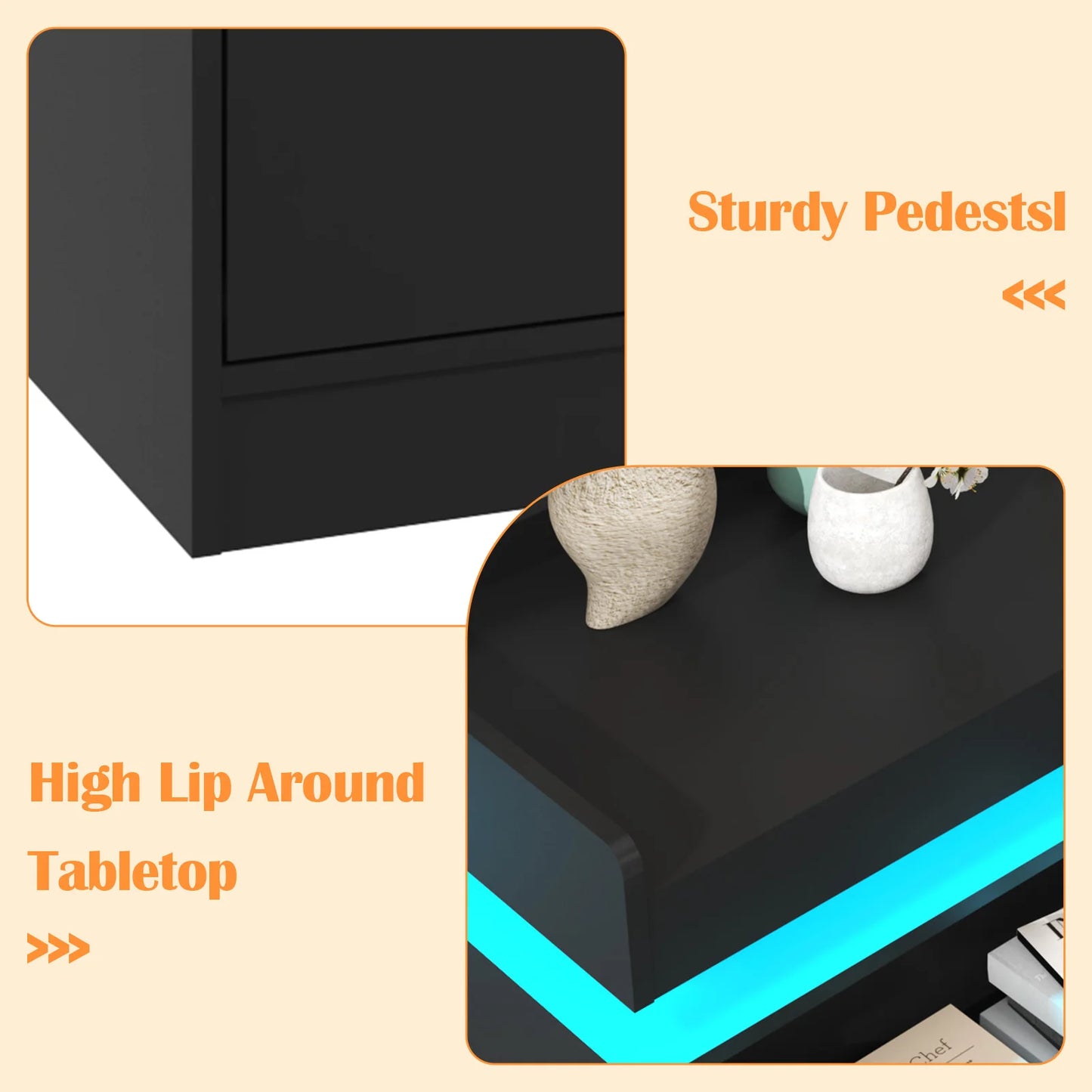 Modern 7 Drawer Dresser with LED Light Charging Station Chest of Drawers