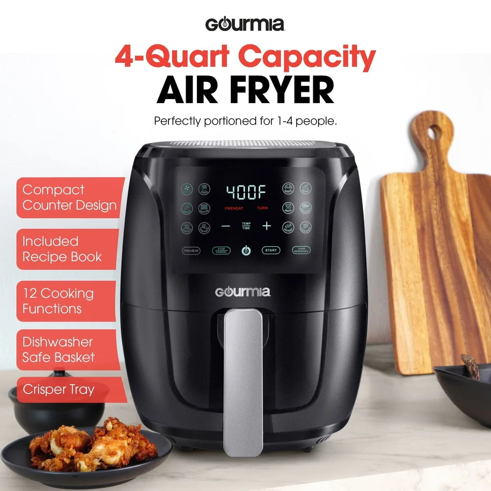 Ljustra 4 Qt Digital Air Fryer Guided Cooking Nonstick Basket 12 Functions