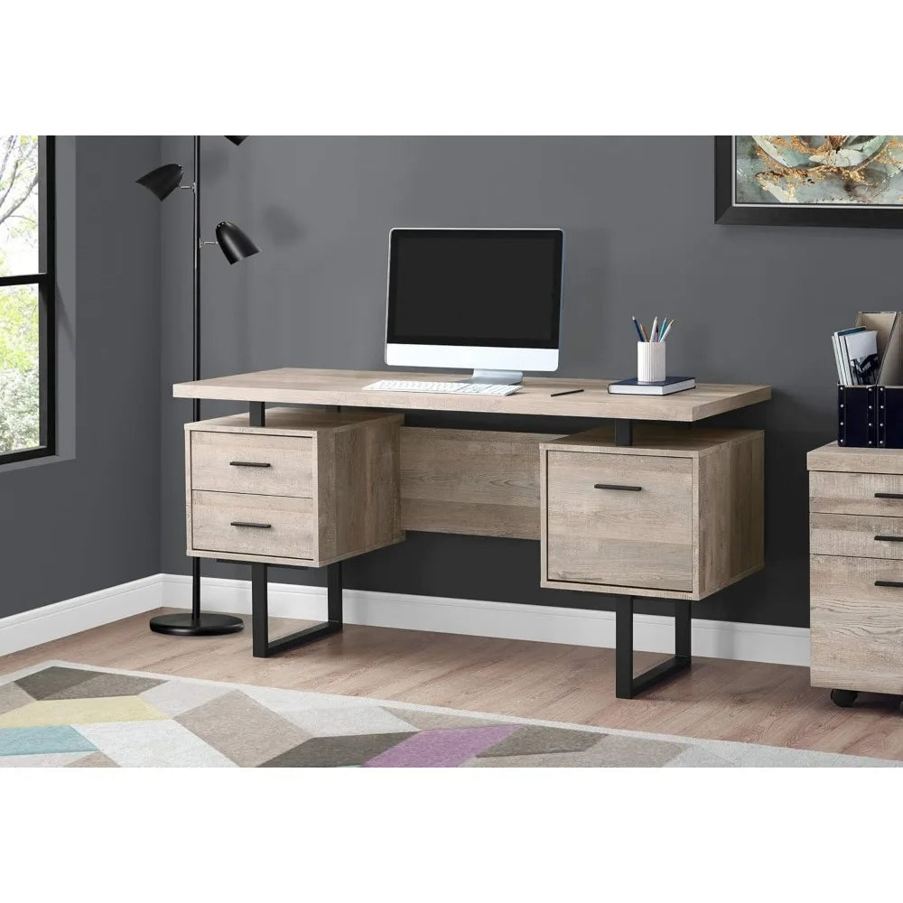 Computer Desk with Drawers Contemporary Style Home Office Desk 60"