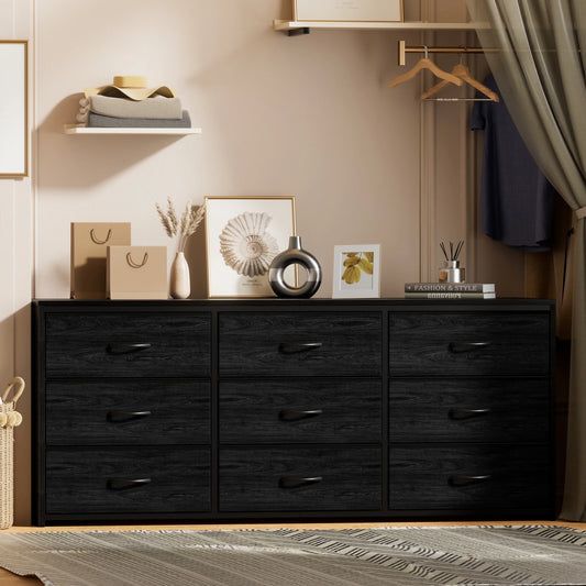 Ljustra 9 Drawer Wide Chest of Drawers Fabric Storage Dresser