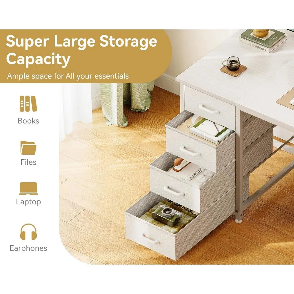 48 Inch Modern Computer Desk with 8 Drawers for Home Office Gaming